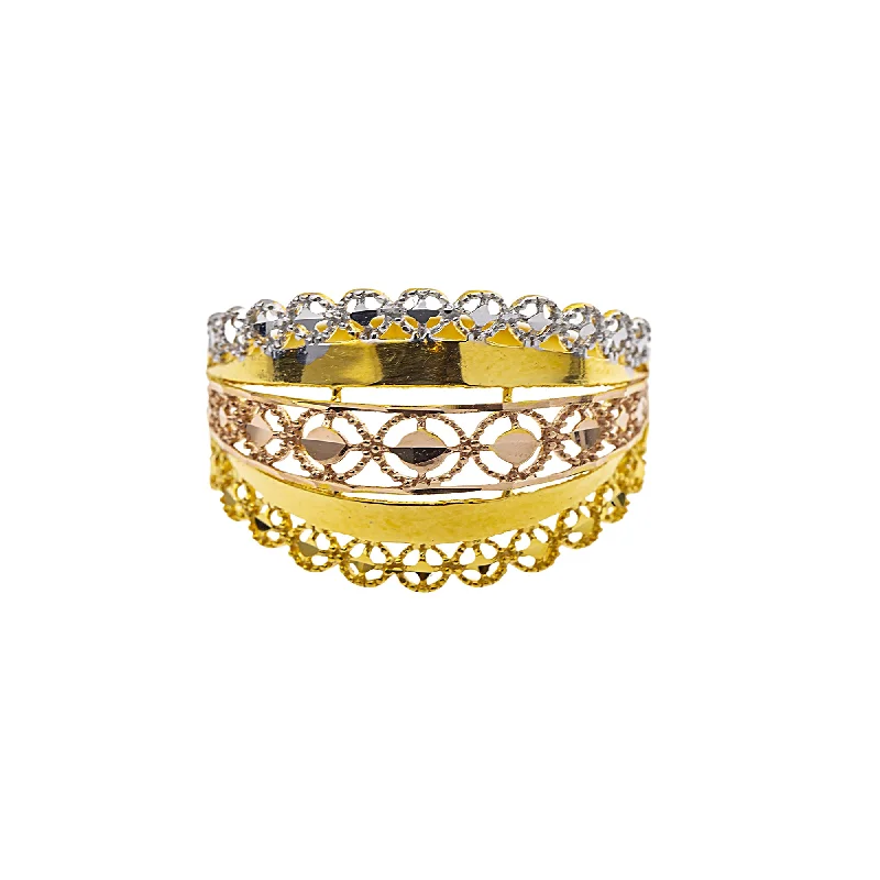 Ladies multicolor gemstone ring-22K Multi-Tone Gold Cocktail Ring (2.3gm)