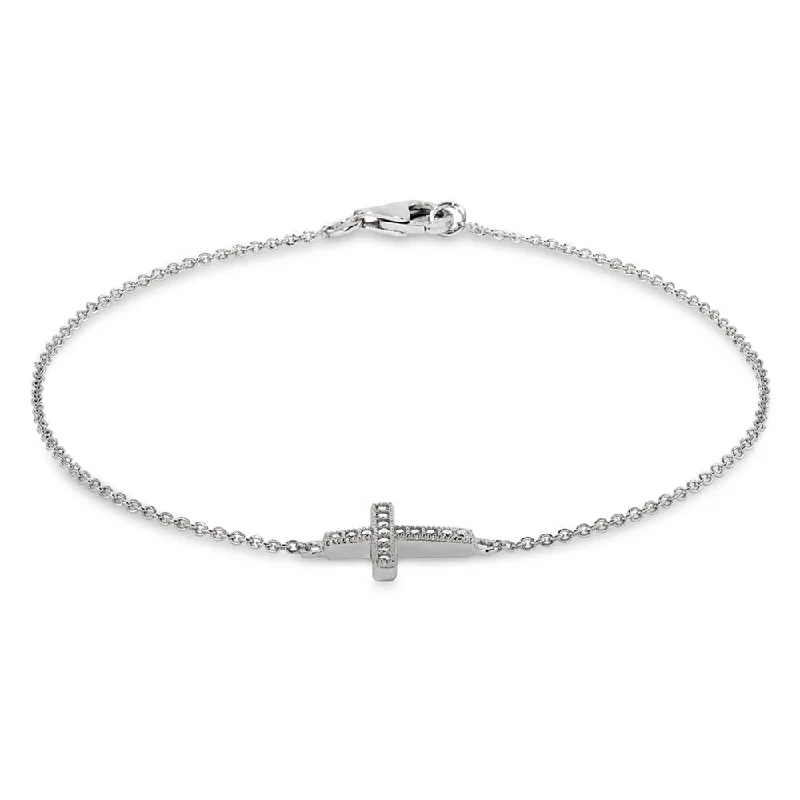 Ladies multi-layer bracelet-Cross Adjustable Bracelet with Simulated Diamonds