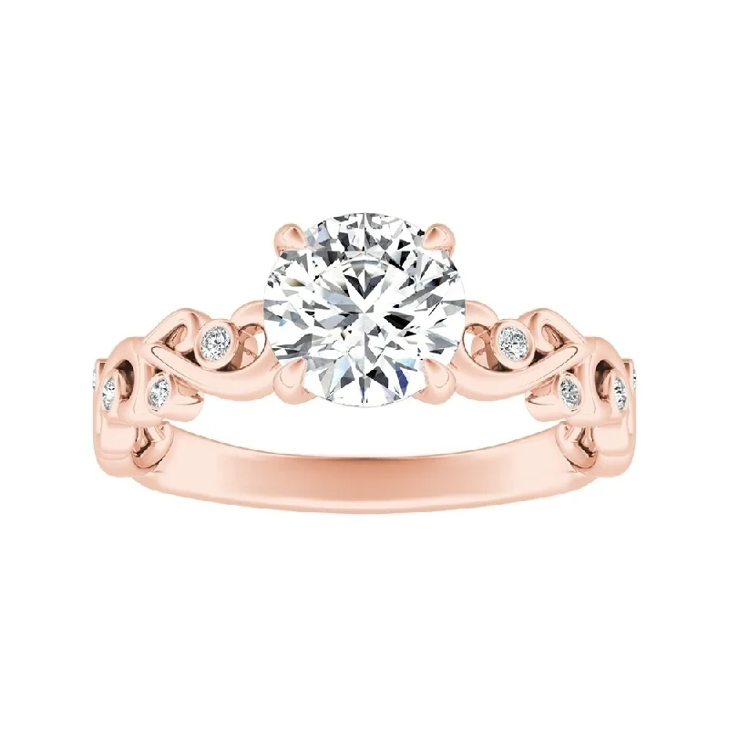 Ladies oval engagement rings-Auriya 14k Gold 1/2ctw Vintage Carved Round Diamond Engagement Ring