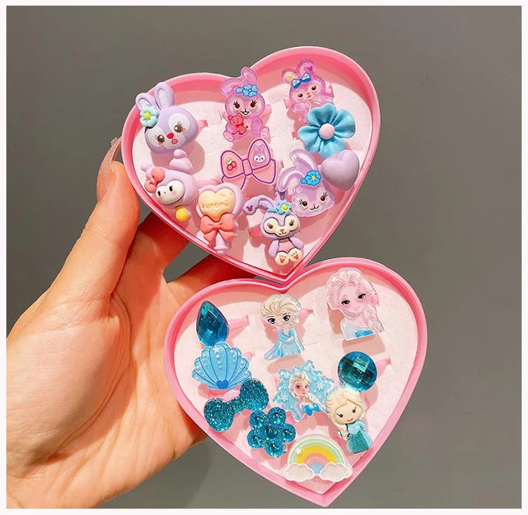 Ladies ring with emerald-Cartoon Style Rabbit Heart Shape Plastic Resin Girl's Rings