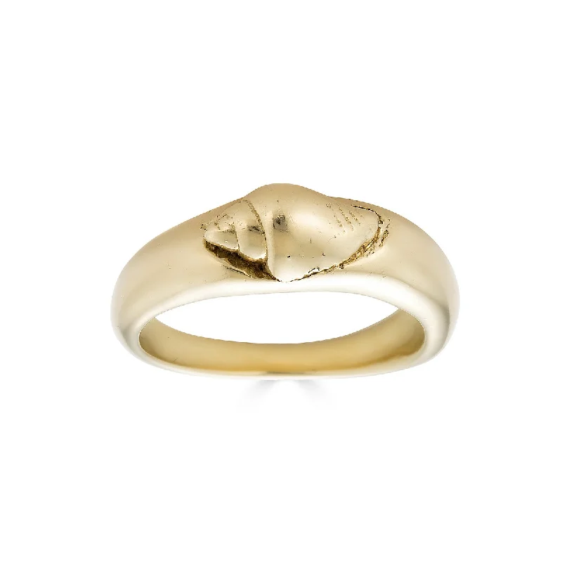 Ladies classic wedding ring-Seashell Ring, 14k