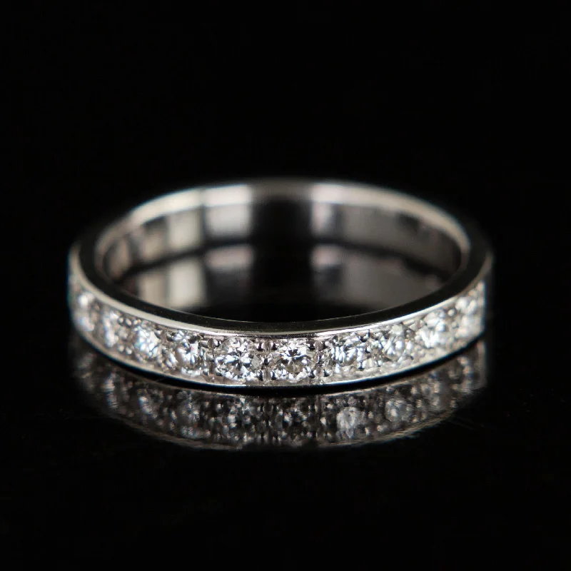 Ladies white gold ring-Vintage Diamond Channel Band | 14k White Gold