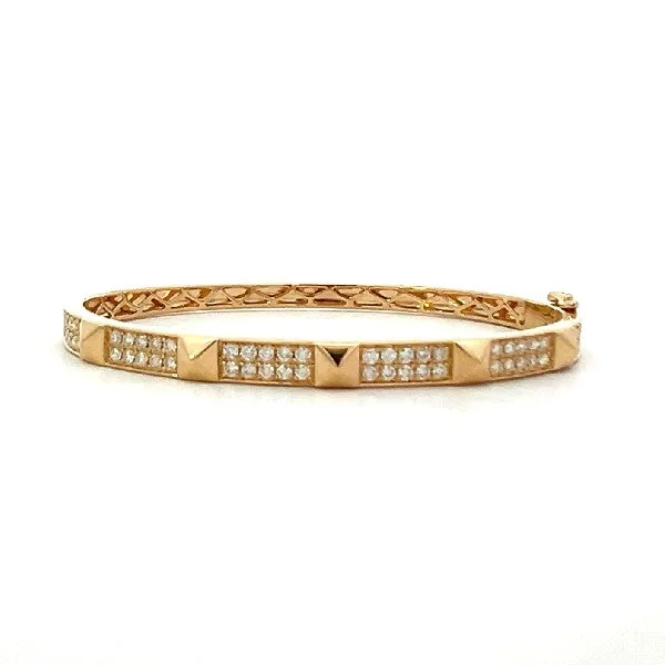 Ladies leather bracelet-14K Yellow Gold DIamond Bangle Bracelet