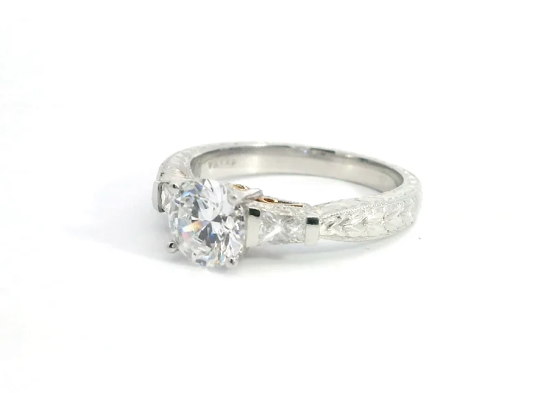 Ladies diamond halo engagement rings-Threestone Engagement Ring