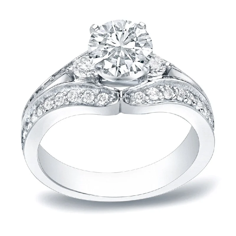 Ladies diamond eternity engagement rings-Auriya Platinum 1 1/4ct TDW Round 3-Stone Diamond Engagement Ring