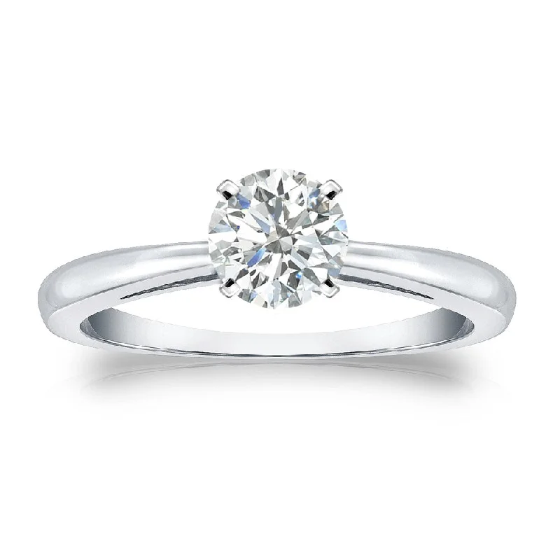 Ladies large diamond engagement rings-Auriya Platinum 1/2cttw Round Solitaire Diamond Engagement Ring