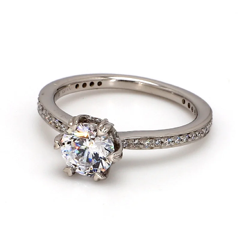 Ladies round cut engagement rings-Pave Engagement Ring