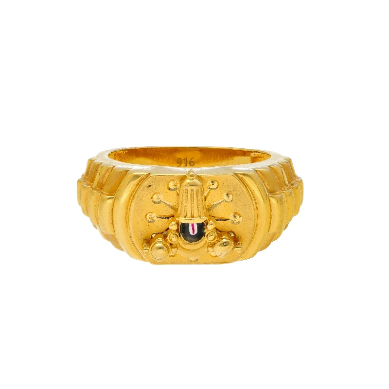 Ladies square diamond ring-22K Yellow Gold Temple Ring (13gm)