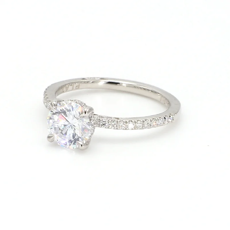 Ladies simple engagement rings-Pave Engagement Ring