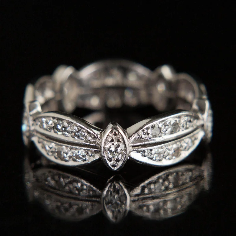 Ladies titanium ring-Mid-Centery Diamond Eternity Band | Platinum |circa 1950