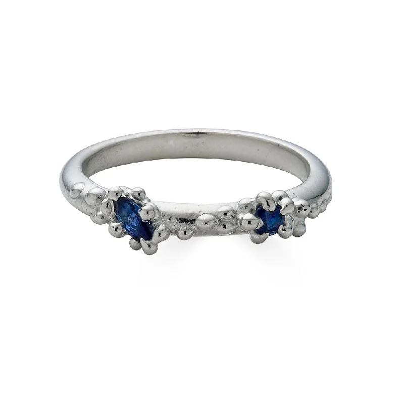 Ladies wedding ring with sapphires-Sapphire Froth Ring, Silver