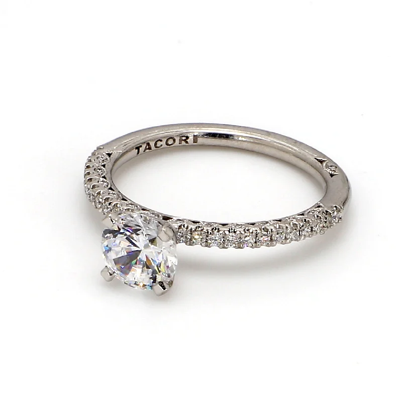 Ladies platinum engagement rings-TACORI Petite Crescent Engagement Ring