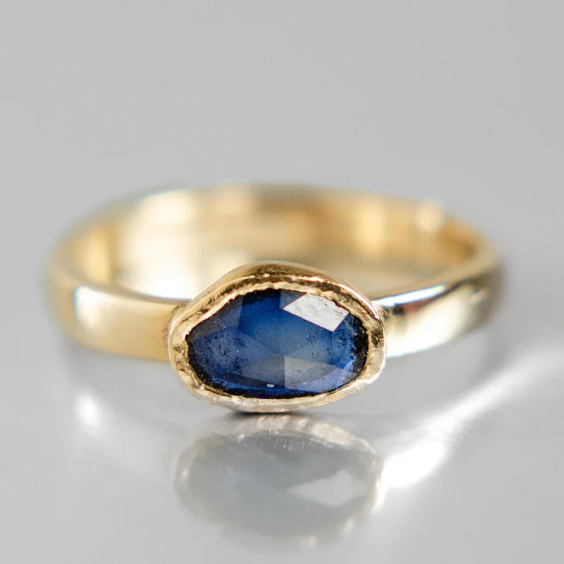 Ladies multi-stone ring-Aurora Ring | Blue Sapphire | 14k Yellow Gold