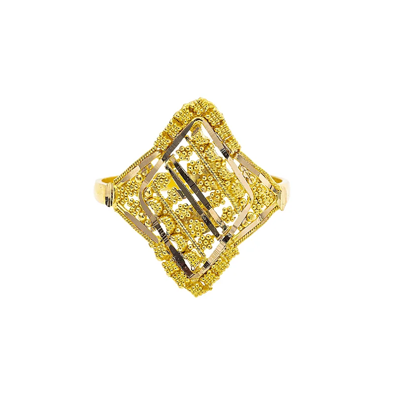 Ladies adjustable ring-22K Yellow Gold Artisanal Cocktail Ring (2.4gm)