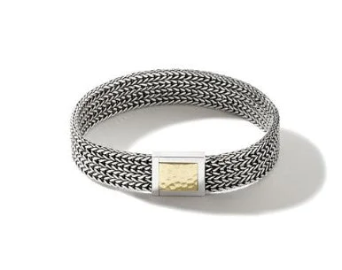 Ladies cuff bangle-JOHN HARDY Rata 18K Gold And Silver Bracelet