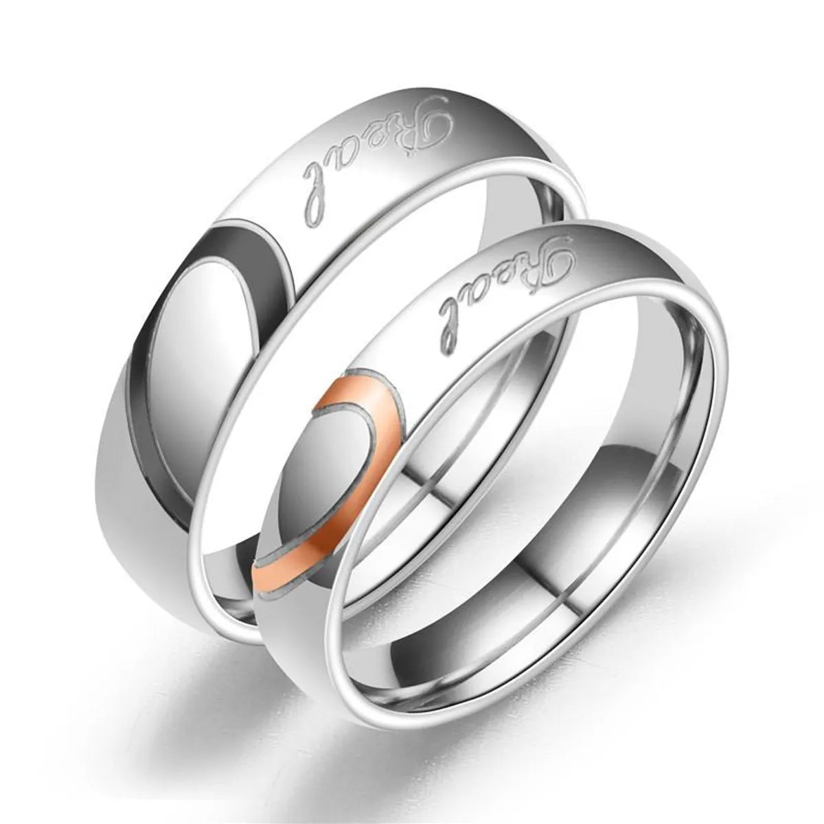 Ladies adjustable ring-Couple Heart Shaped Stainless Steel Rings Tp190418118103