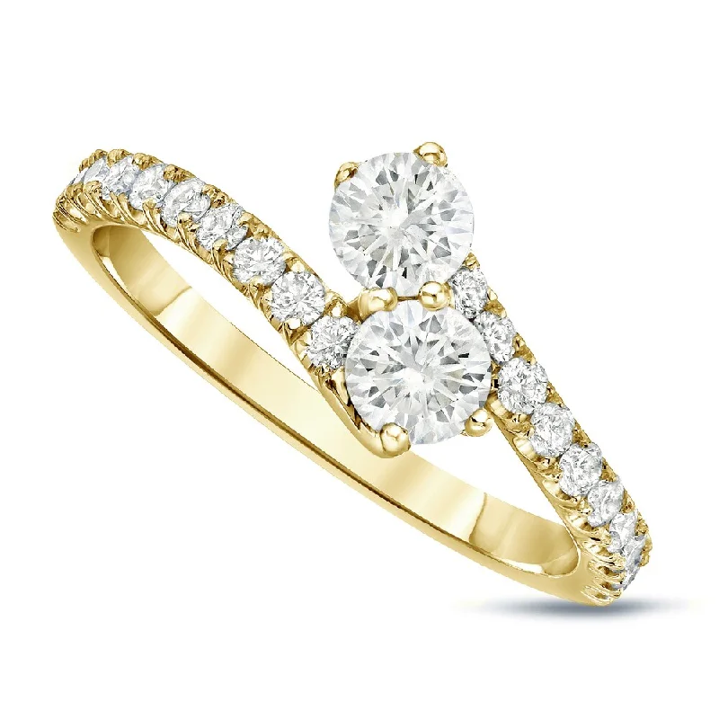 Ladies vintage inspired engagement rings-Auriya 14k Gold 1ct TDW Round 2-Stone Diamond Engagement Ring