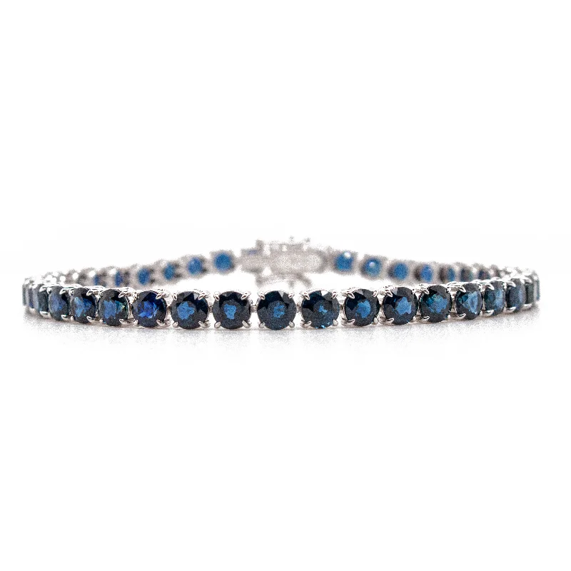 Ladies silver-plated bracelet-VALANI Sapphire Tennis Bracelet