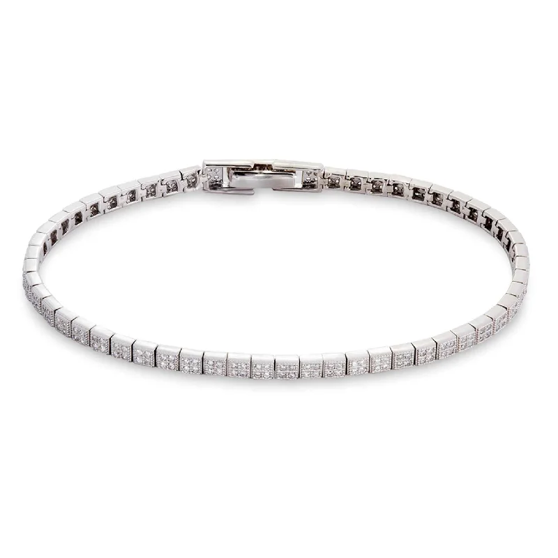 Ladies modern bracelet-Squares Bracelet with 230 Simulated Diamonds