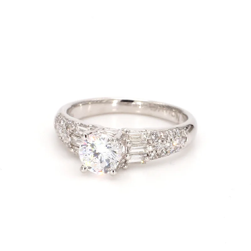 Ladies thick band engagement rings-Pave Engagement Ring