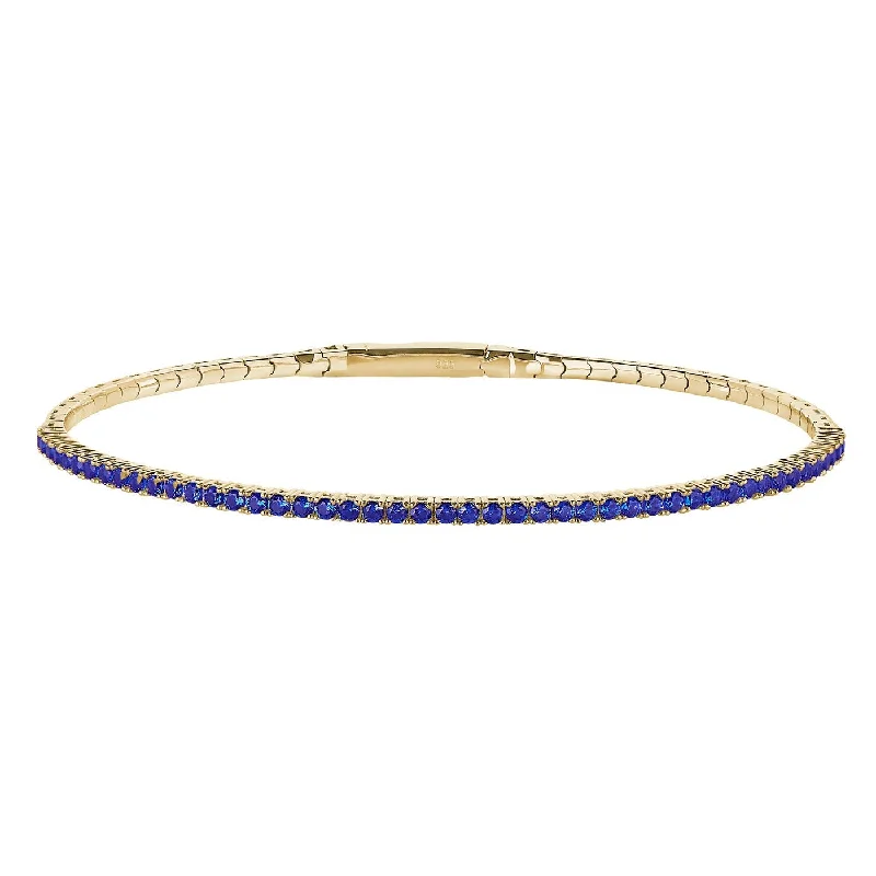 Ladies gemstone bangle set-Simulated Birthstone Flexible Tennis Bracelet