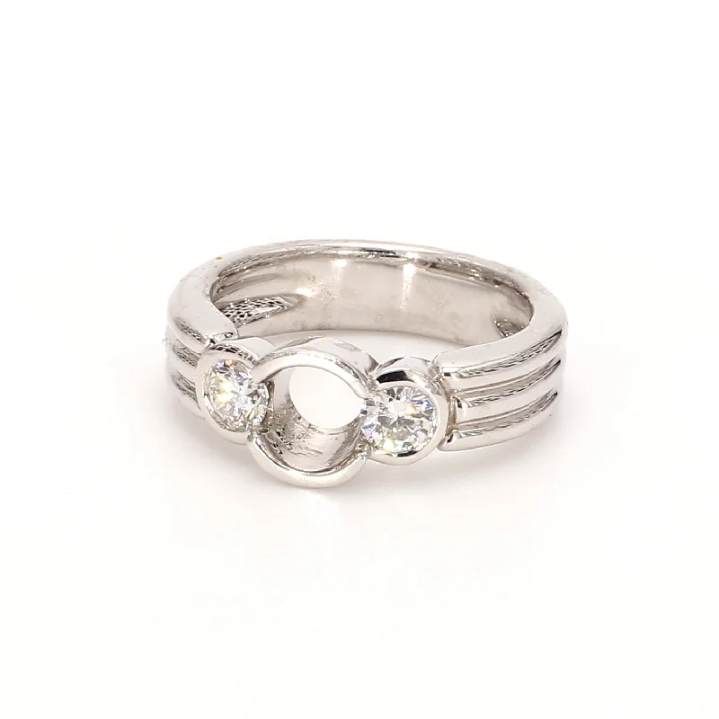 Ladies simple engagement rings-Threestone Engagement Ring