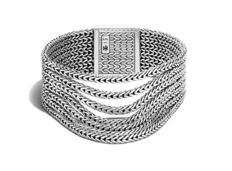 Ladies engraved bracelet-JOHN HARDY Rata Chain Reticulated Multi Row Bracelet