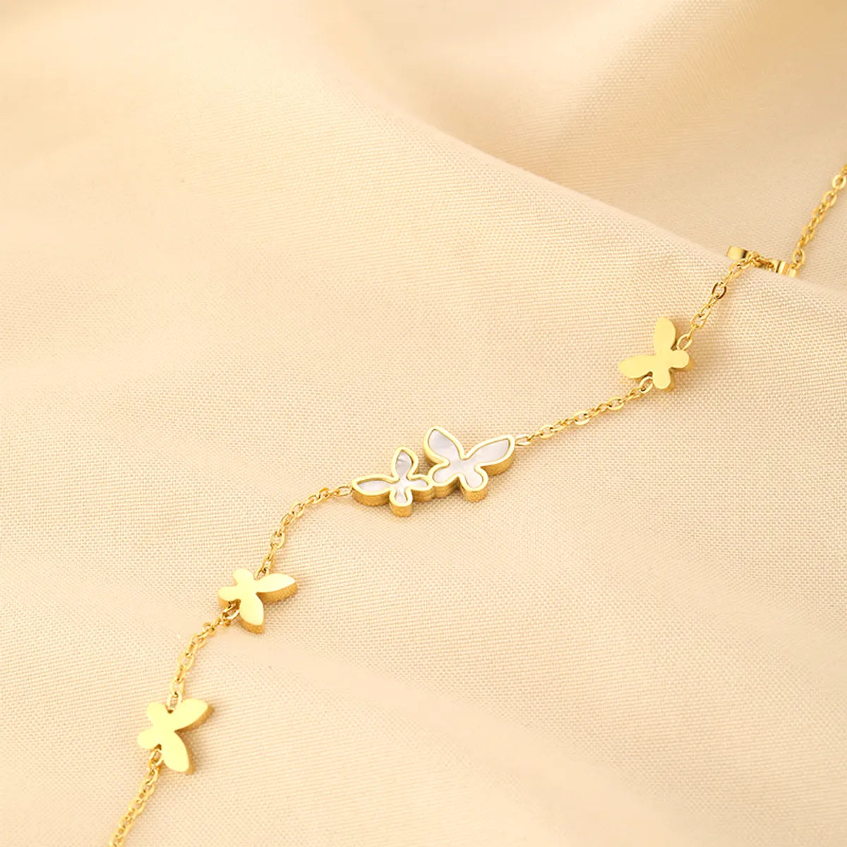 Ladies birthstone bracelet-Basic Butterfly Stainless Steel Plating 18k Gold Plated Bracelets