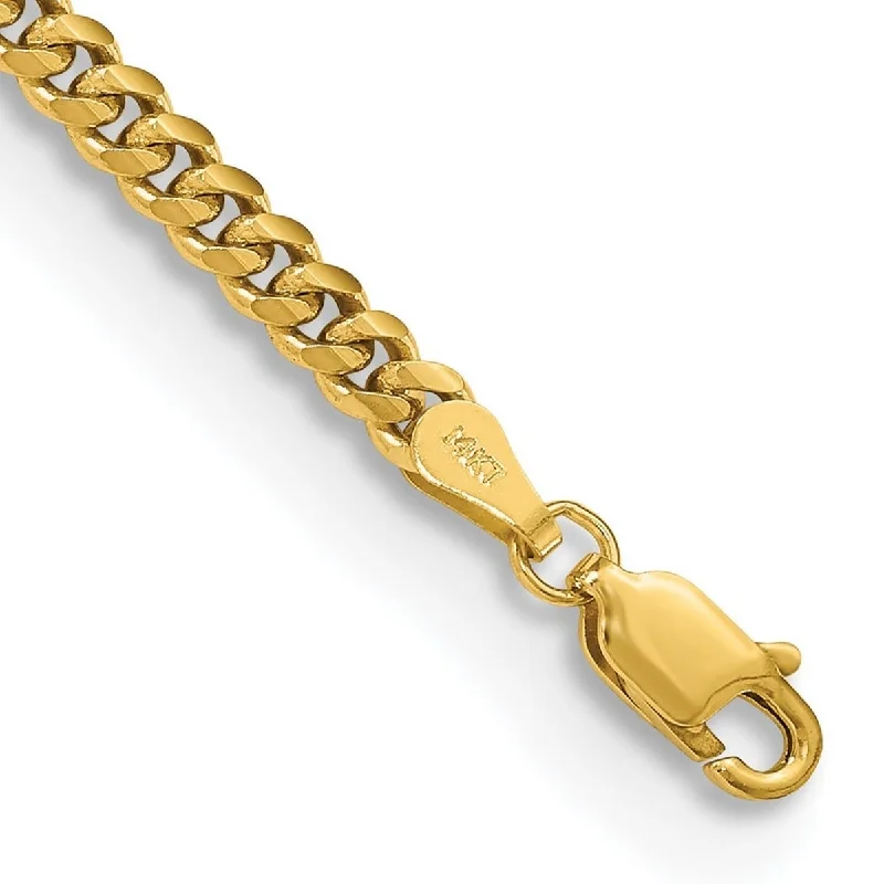 Ladies gold and pearl bracelet-Curata 14k 3.5mm Solid Miami Curb Chain Bracelet - 7 Inch