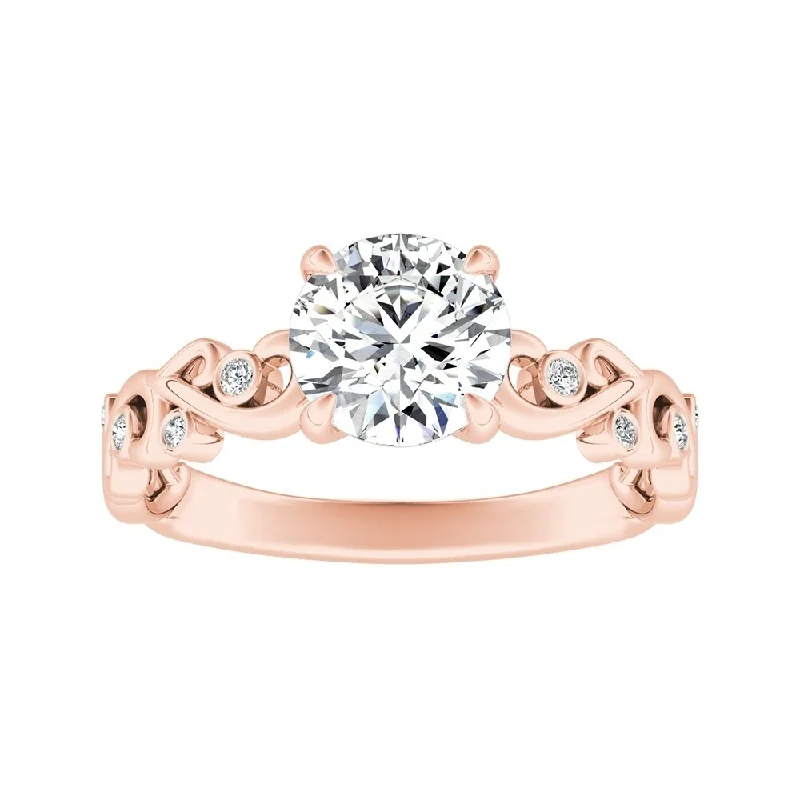 Ladies minimalist engagement rings-Auriya 14k Gold 3/4ct TDW Vintage Filigree Scroll Round Diamond Engagement Ring