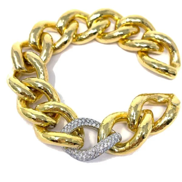 Ladies handmade bracelet-Chunky Gold and Diamond Bracelet