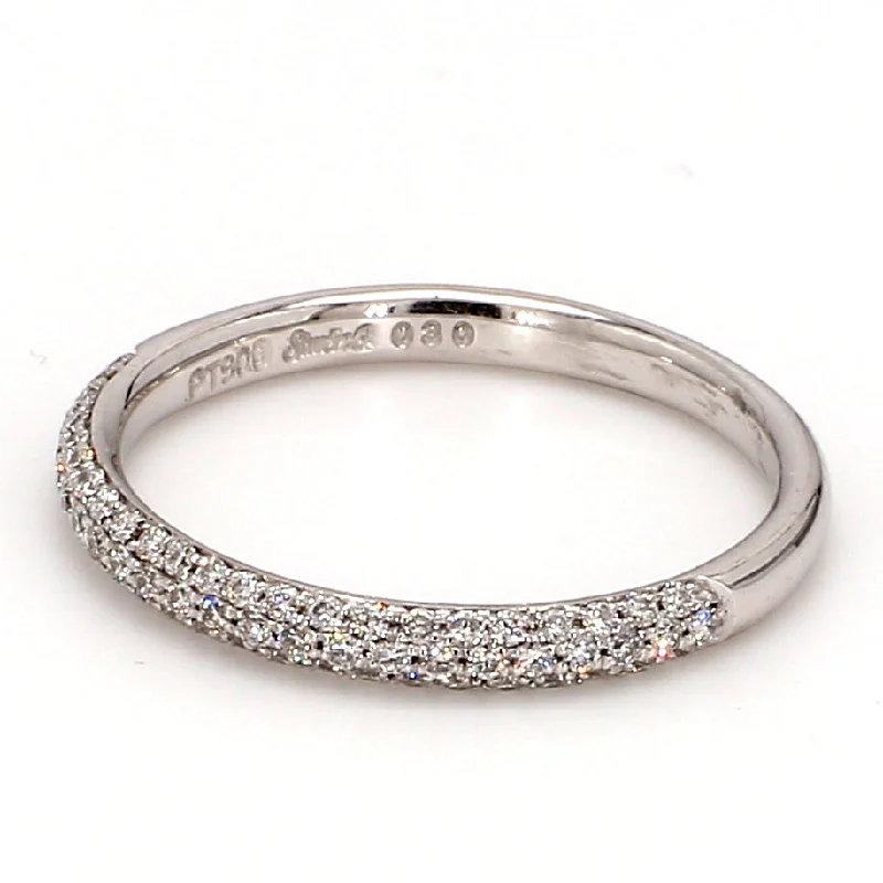 Ladies silver engagement rings-Pave Engagement Ring