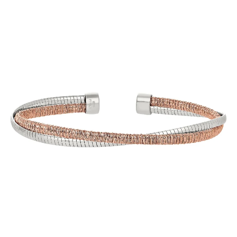 Ladies silver bangle-Omega Twist Flexible Cable Bracelet