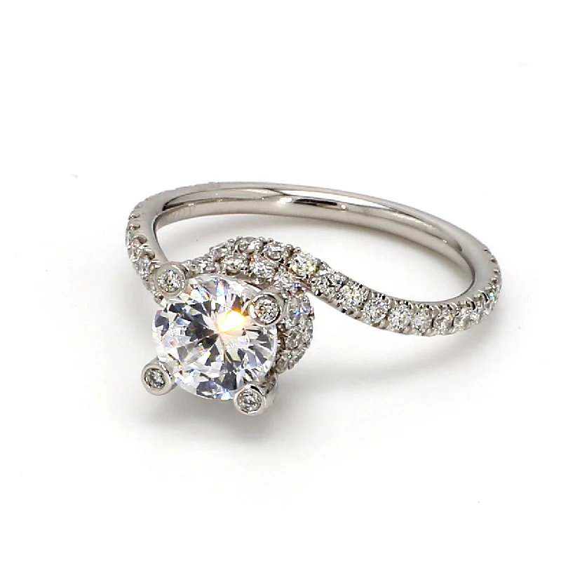 Ladies halo diamond engagement rings-Pave Engagement Ring