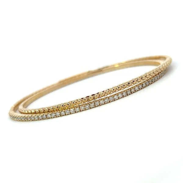 Ladies trendy bracelet-14K Yellow Gold Diamond Flexible Double Wrap Bracelet