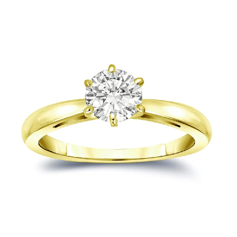 Ladies gemstone engagement rings with diamonds-Auriya 14k Gold 3/4 carat TW 6-Prong Round Solitaire Diamond Engagement Ring (I-J, SI1-SI2)