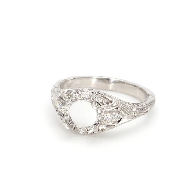 Ladies simple engagement rings-Vintage Engagement Ring