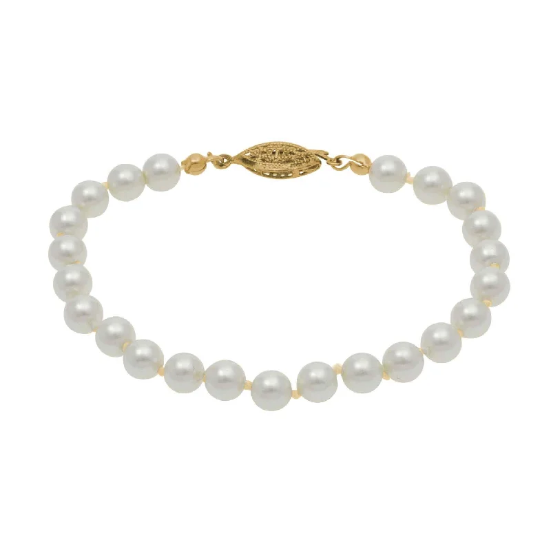 Ladies bangle bracelet-Glass Pearl Knotted Bracelet