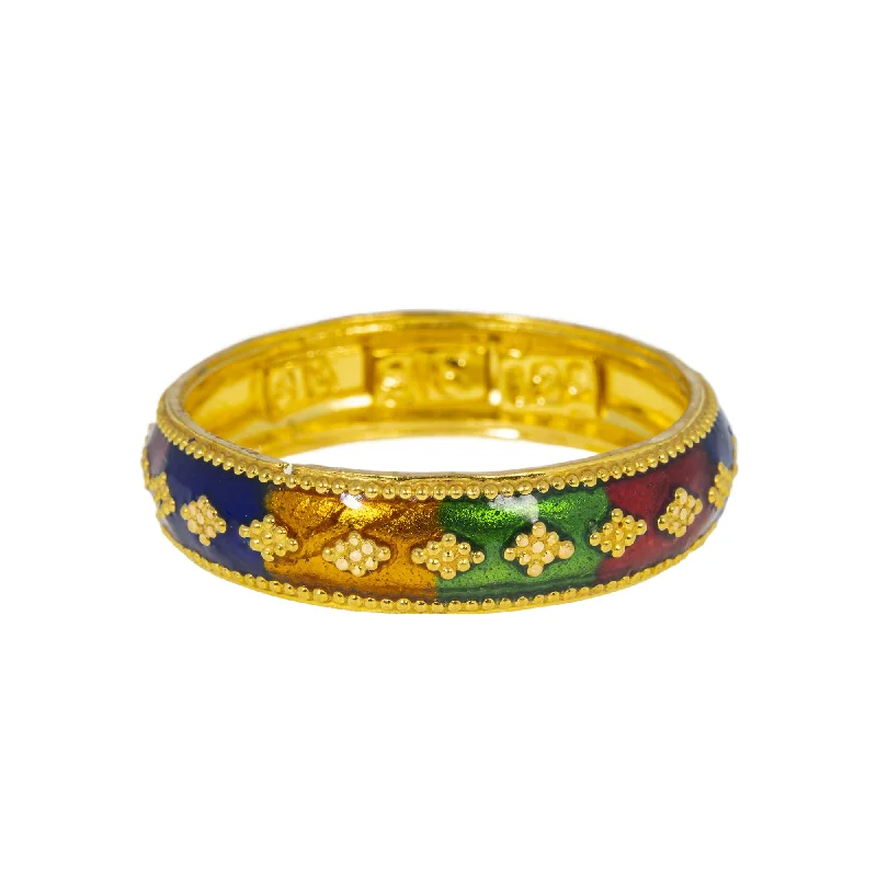 Ladies eternity ring-22K Yellow Gold Meenakari Ring (3.5gm)