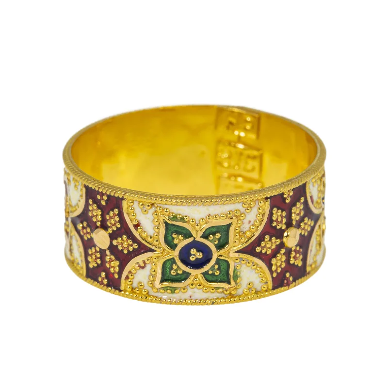 Ladies wedding band ring-22K Yellow Gold Meenakari Ring (4.7gm)