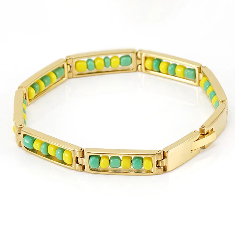 Gold Bracelet-Yellow + green