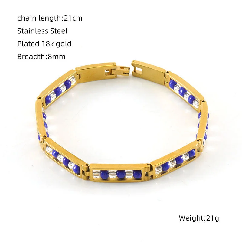 Gold Bracelet-Transparent + Blue