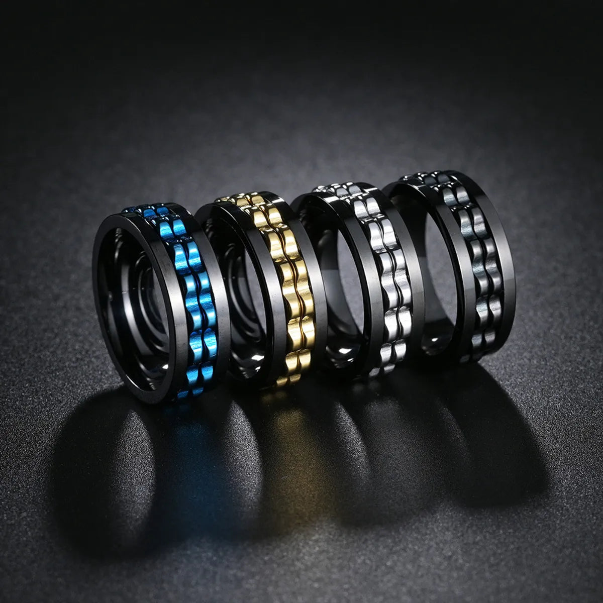 Ladies birthstone ring-Hip-hop Geometric Titanium Steel Plating Rings