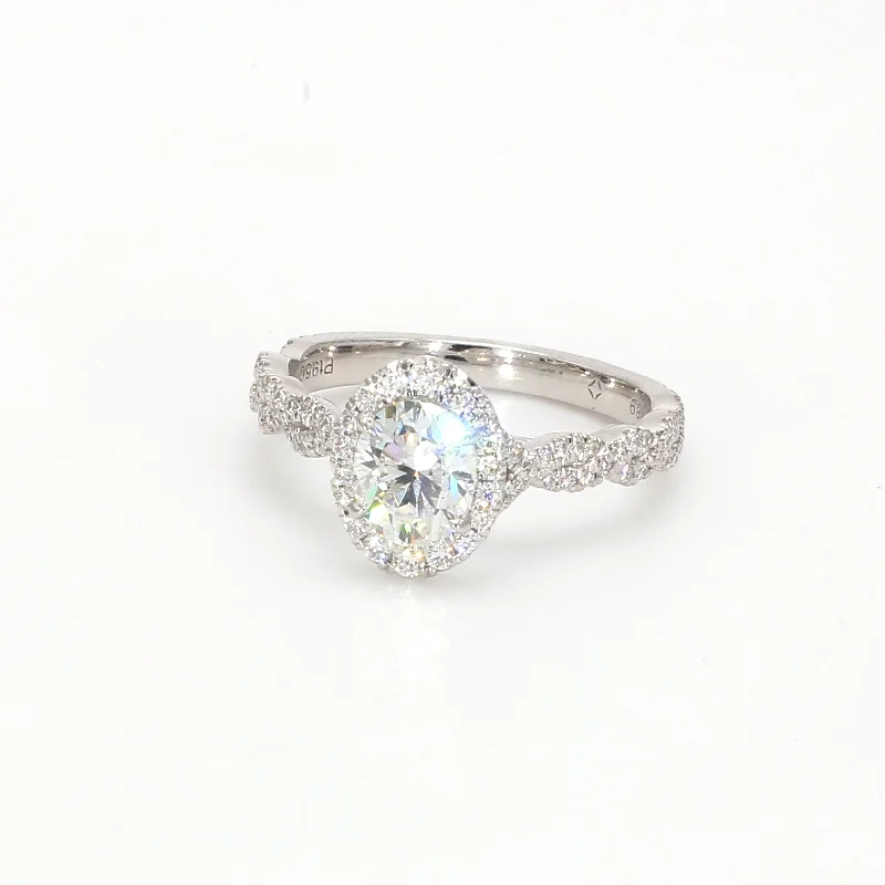 Ladies intricate engagement rings-Halo Engagement Ring