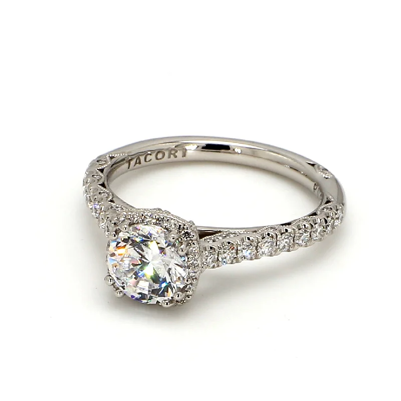 Ladies engagement rings with diamonds and sapphires-TACORI Petite Crescent Engagement Ring