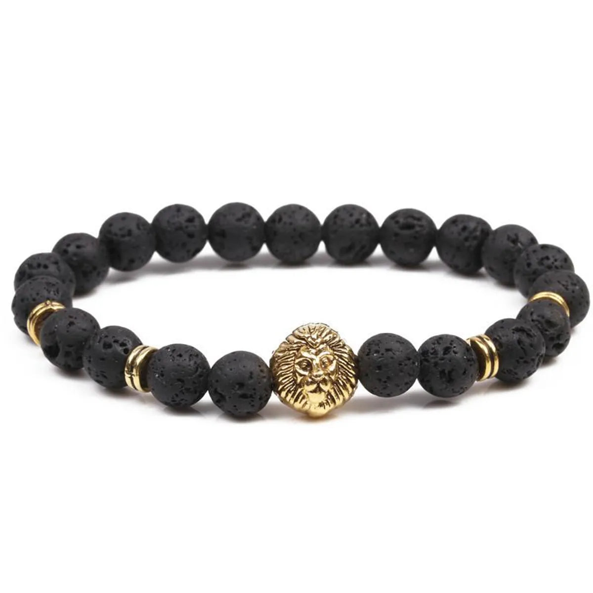 Ladies bohemian bracelet-Unisex Lava Volcanic Stone Lion Head Beads Bracelet Nhyl122554