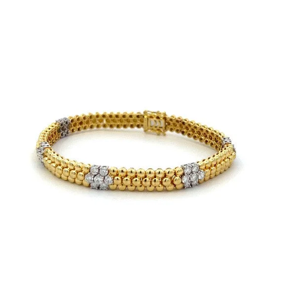 Ladies gold bracelet-14K Yellow & White Gold Diamond Bracelet