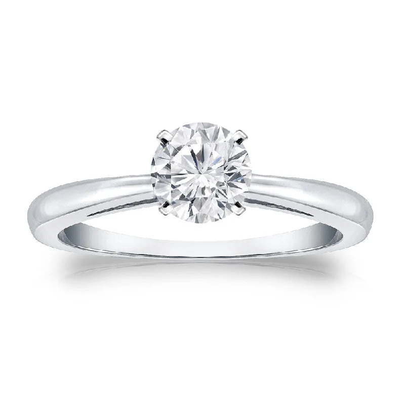 Ladies romantic engagement rings-Auriya Platinum 1/2ctw Round Solitaire Diamond Engagement Ring