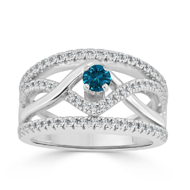 Ladies large diamond engagement rings-Auriya 2/5ctw Infinity Blue Diamond Engagement Ring 14k Gold