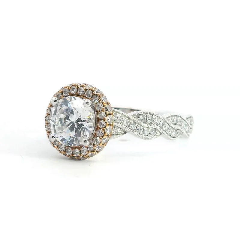 Ladies modern engagement rings-Halo Engagement Ring